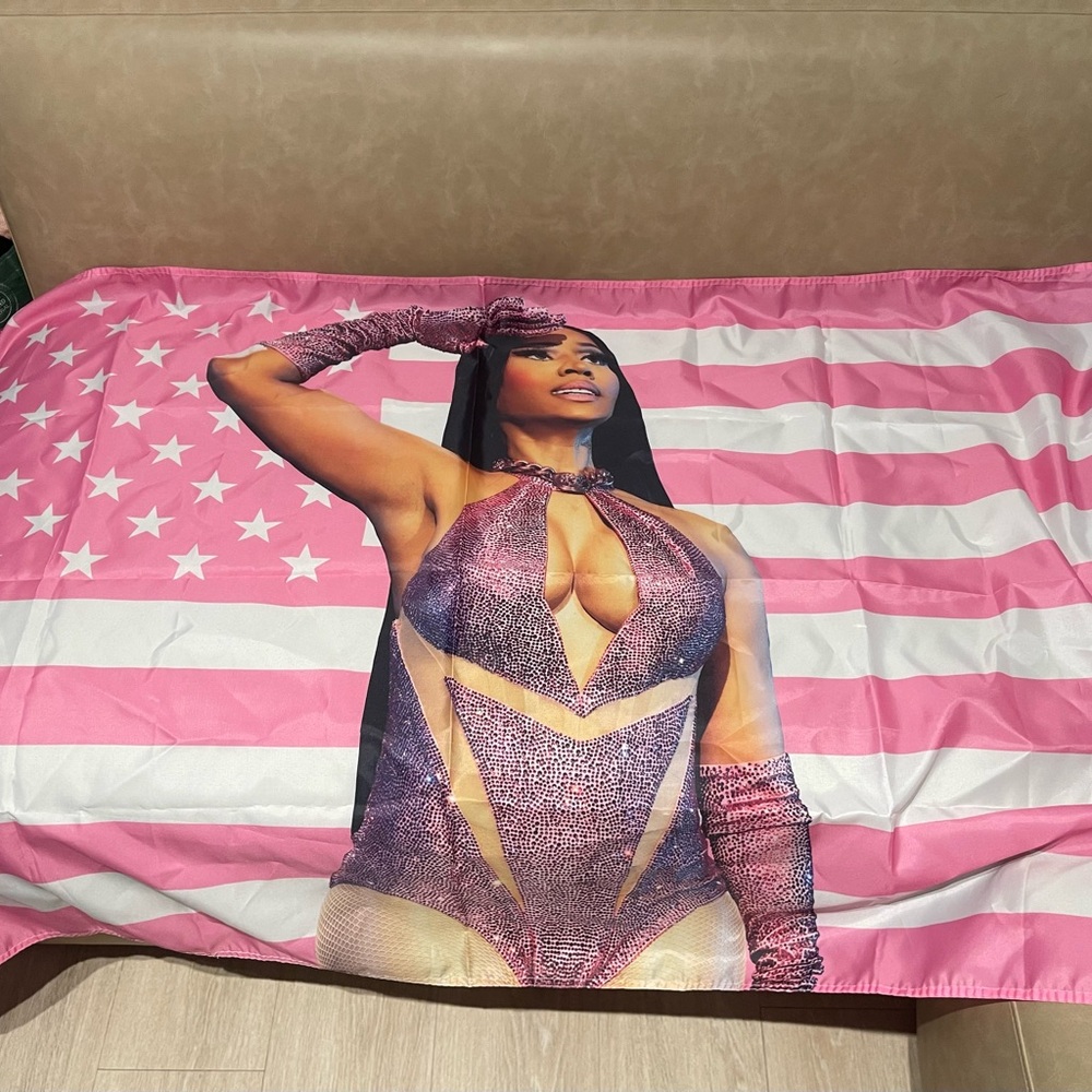 Nicki Minaj Pink Friday 2 - Pink and White Graphic Flag